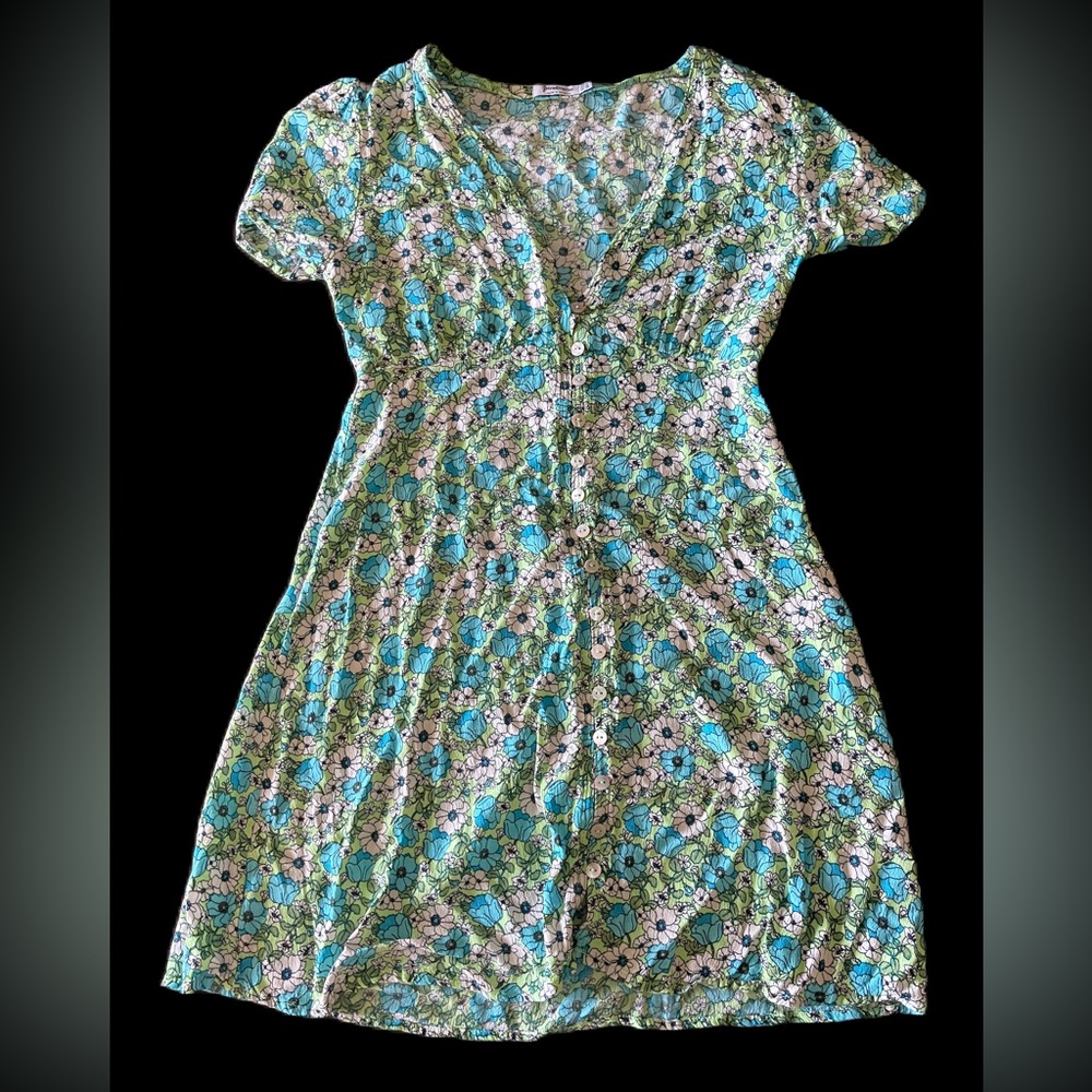 Stradivarius Button Front Floral Dress